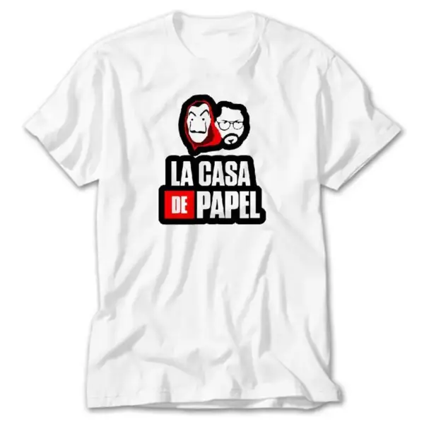 La Casa De Papel With El Professor, White T-Shirt