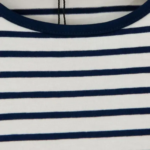 Navy White Striped Lycra Men's T-shirt - Image 2
