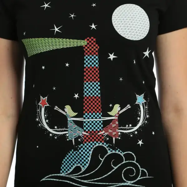 Lighthouse Women's Black T-Shirt - Image 2