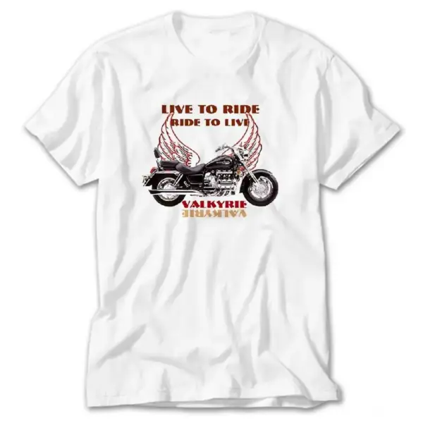Live to Ride Valkyrie Motorcycle White T-Shirt