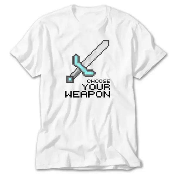 Minecraft Choose Your Weapon, White T-Shirt