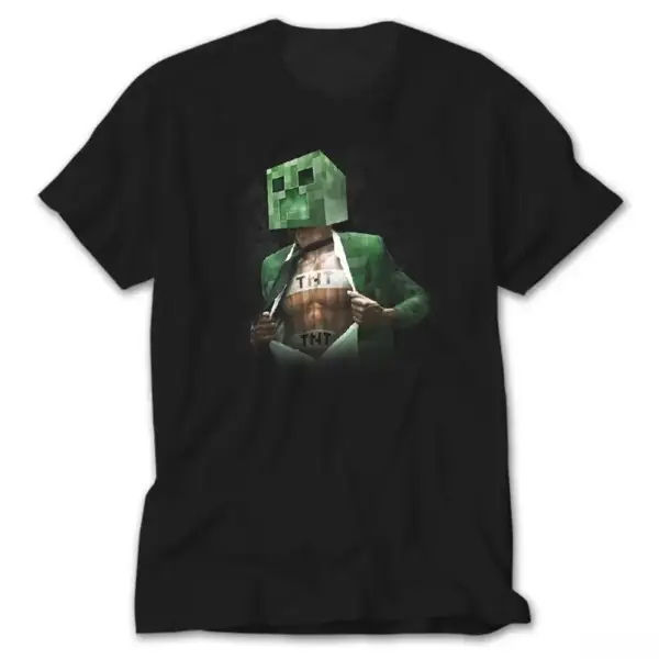 Minecraft Creeper TNT, Black T-Shirt