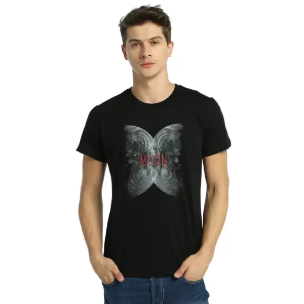 Moon Men's Black T-Shirt - Image 2