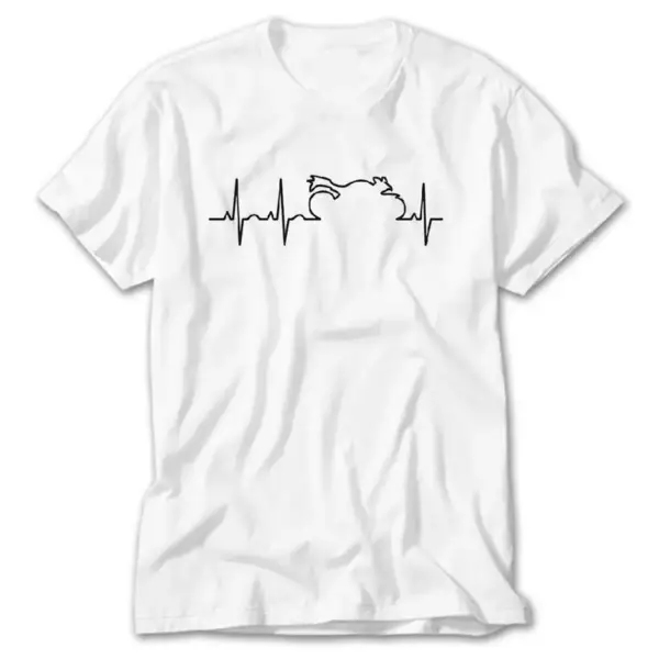 Motorcycle Heartbeat Line, White T-Shirt