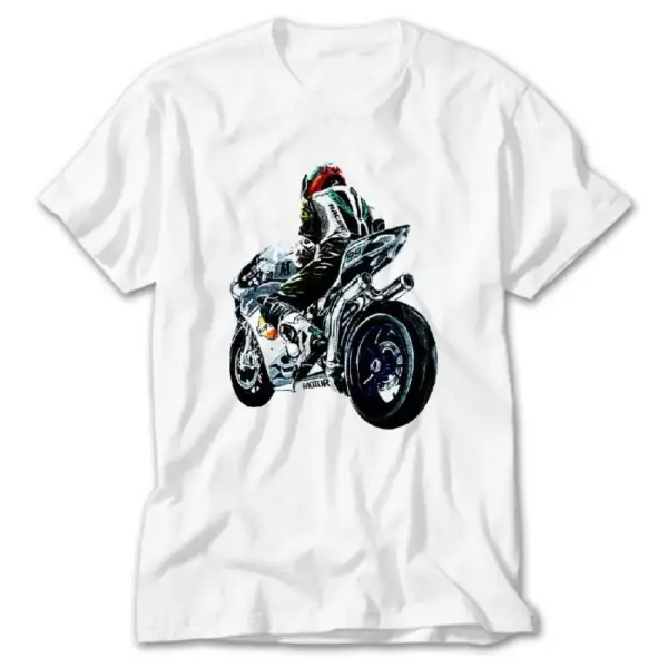 Motorcycle, White T-Shirt
