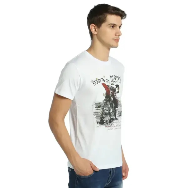 Motocross Men's White T-Shirt - Image 2