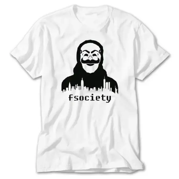 Mr Robot fsociety Mask, White T-Shirt