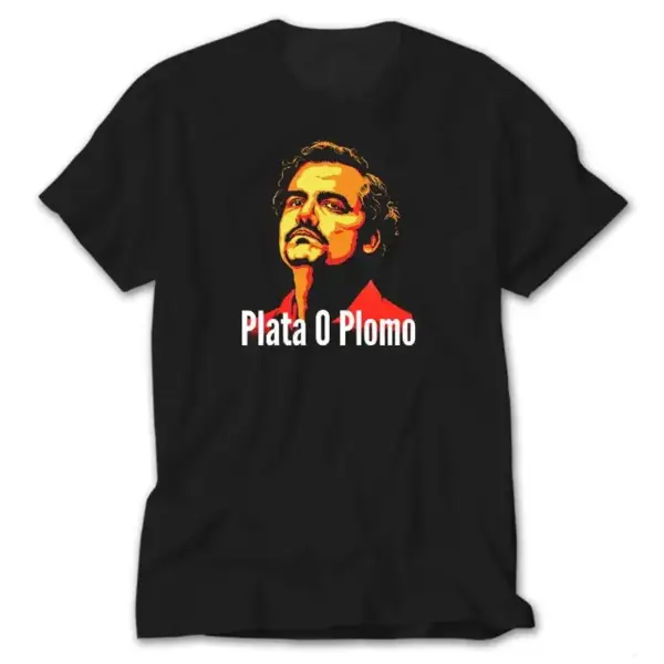 Narcos Plata O Plomo, Black T-Shirt
