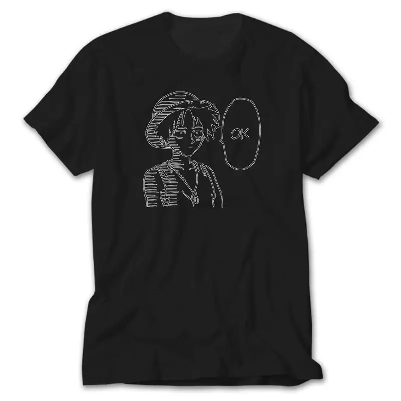 One Piece Luffy Ok, Black T-Shirt