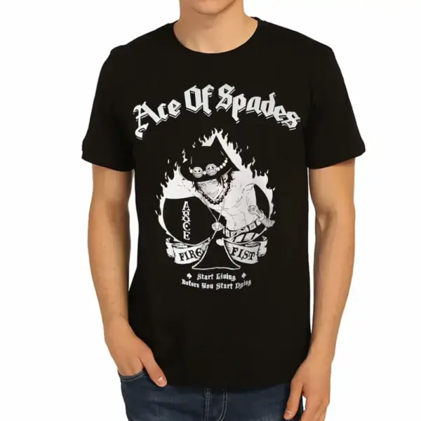 One Piece Portgas D. Ace Luffy Men's Black T-Shirt