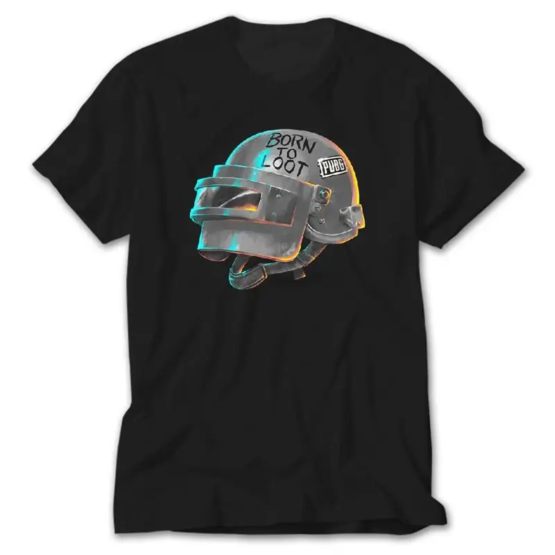 PUBG Level 3 Helmet Born to Loot, Black T-Shirt