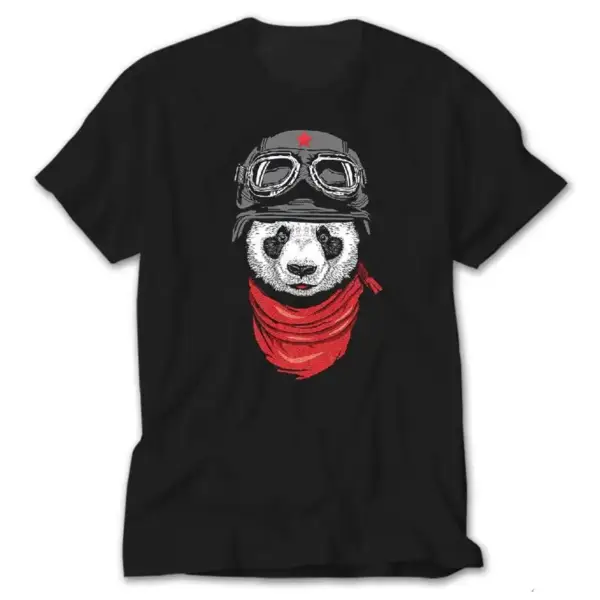 Panda Pilot, Black T-Shirt
