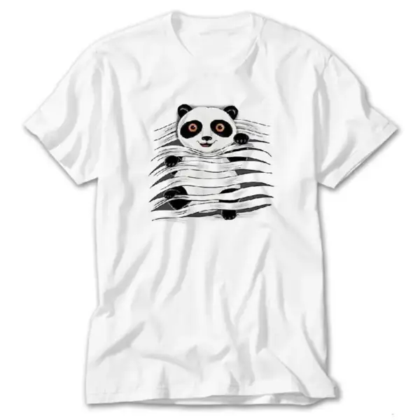 Panda in Tee, White T-Shirt