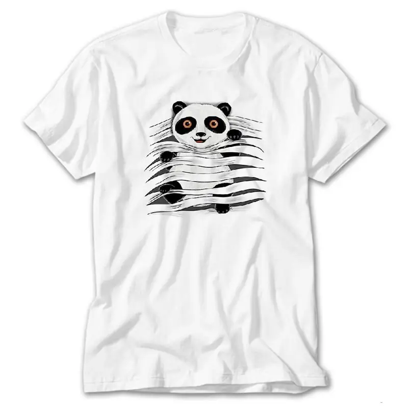 Panda in Tee, White T-Shirt