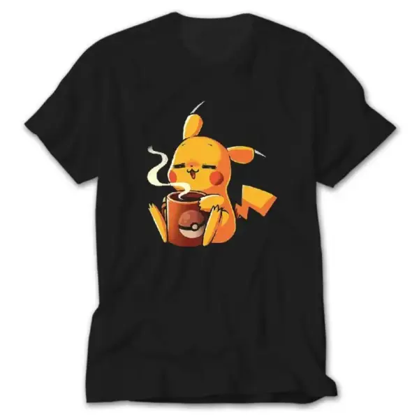 Pikachu Coffe Black T-Shirt