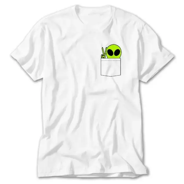 Pocket Alien, White T-Shirt