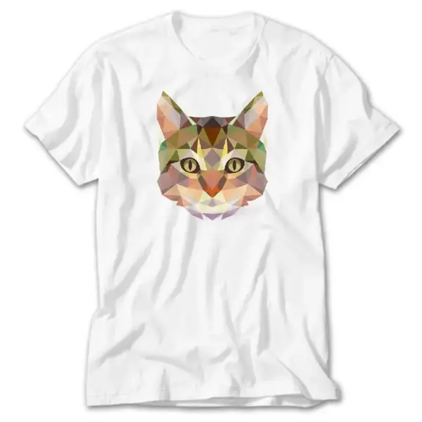 Polygon Cat, White T-Shirt