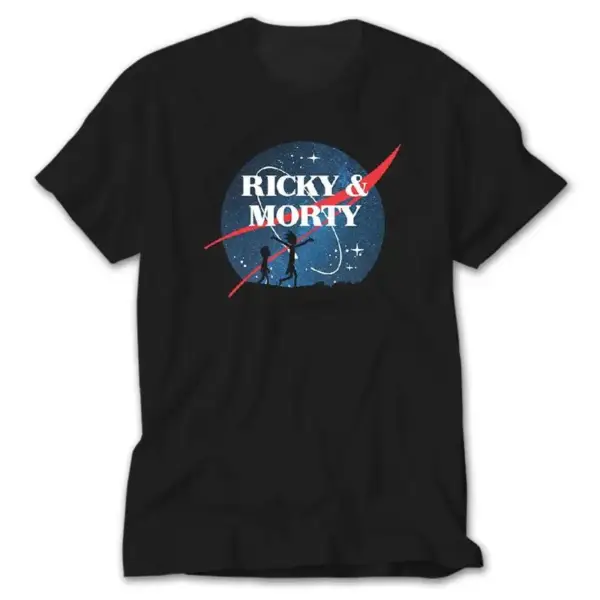 Rick And Morty Nasa, Black T-Shirt