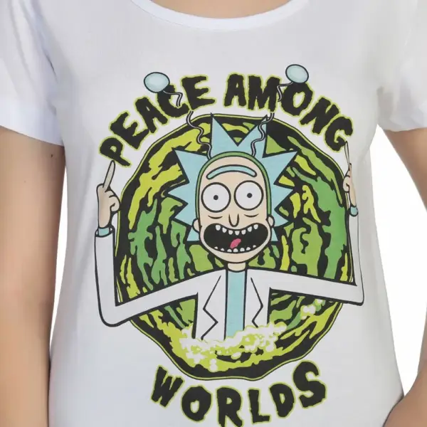 Rick And Morty Peace Among Worlds Women's White T-Shirt - Image 2