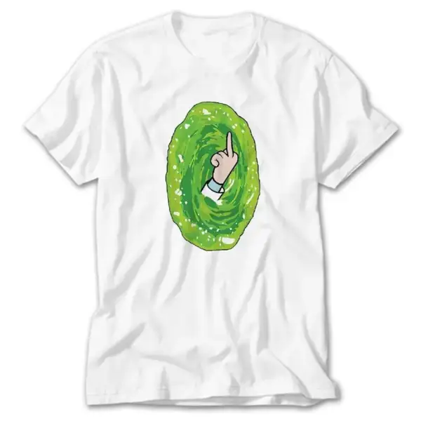 Rick and Morty Middle Finger, White T-Shirt