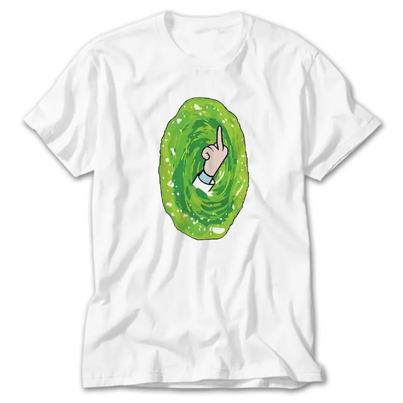 Rick and Morty Middle Finger, White T-Shirt