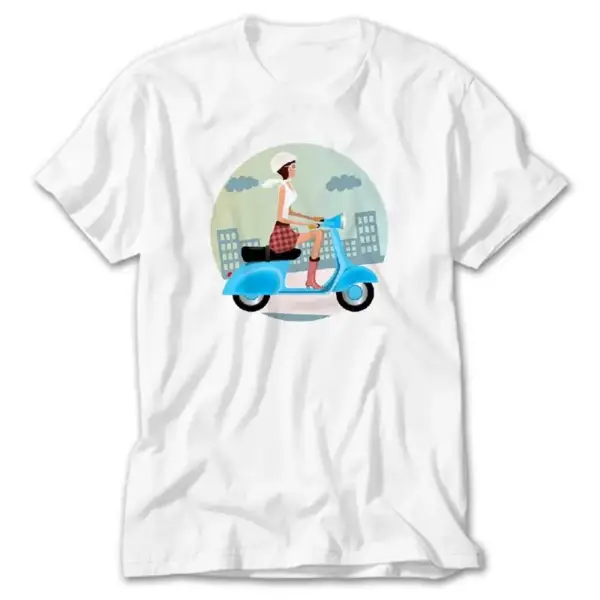 Scooter Girl Vespa, White T-Shirt