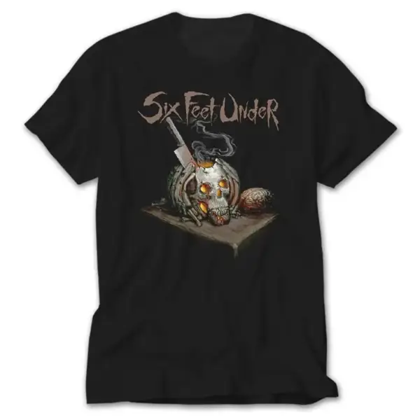 Six Feet Under Skull Knife, Black T-Shirt