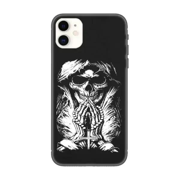 Skull iPhone Case, Skull Prayer iPhone 15 Phone Case