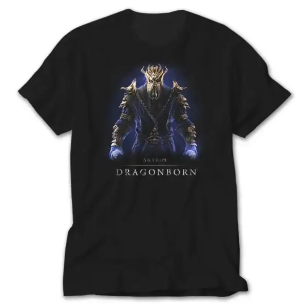 Skyrim Dragonborn, Black T-Shirt