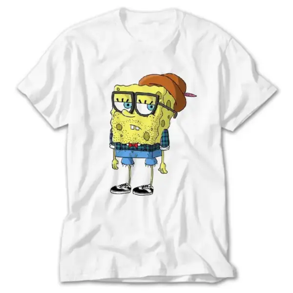 Spongebob Hipster, White T-Shirt