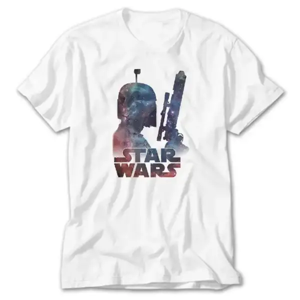 Star Wars Silhouette in Space, White T-Shirt