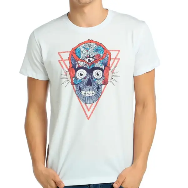 Stereo Skull Men's White T-Shirt