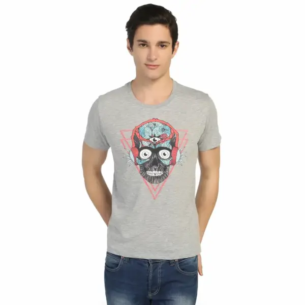 Stereo Skull Men's Gray T-Shirt - Image 2