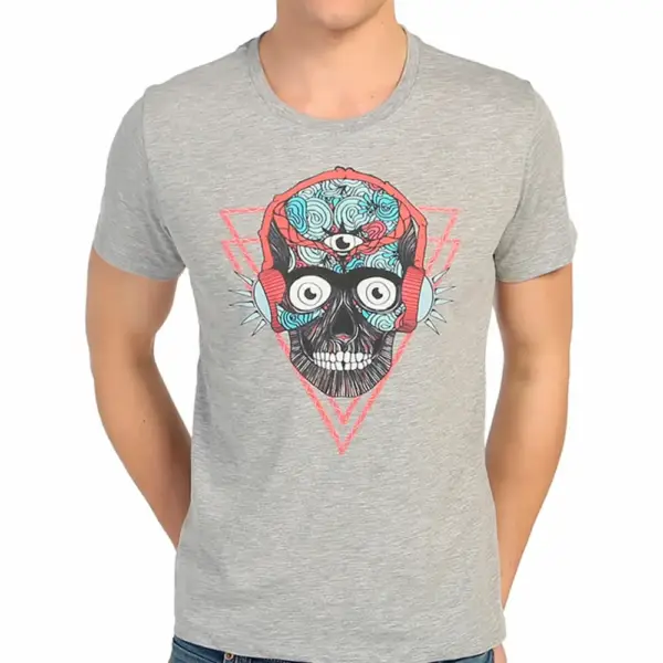 Stereo Skull Men's Gray T-Shirt