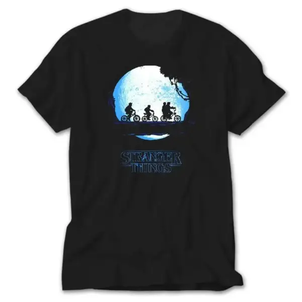 Stranger Things Blue Moon, Black T-Shirt