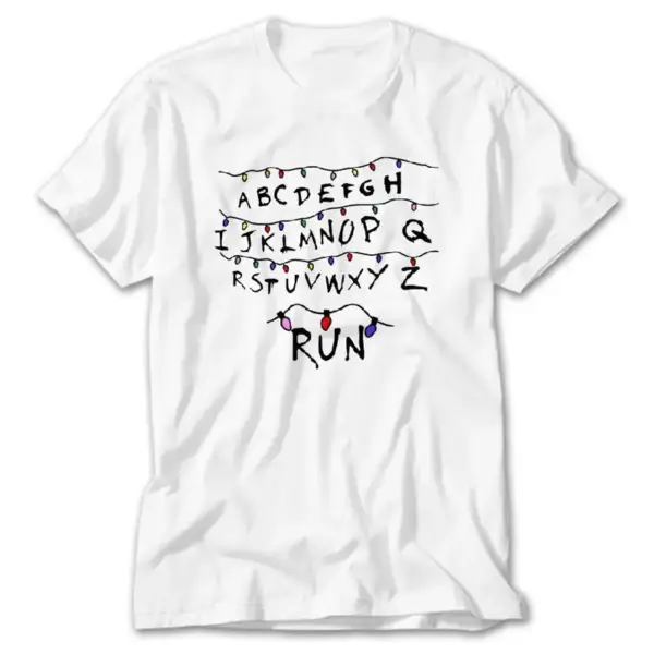 Stranger Things Christmas Lights Run, White T-Shirt