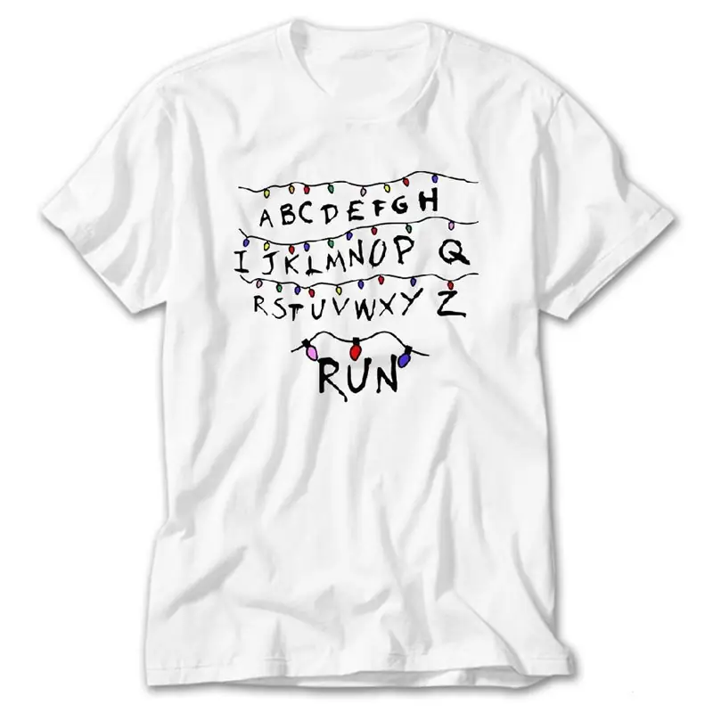 Stranger Things Christmas Lights Run, White T-Shirt