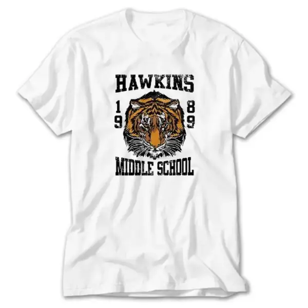 Stranger Things Hawkings Middle School, White T-Shirt