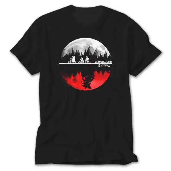 Stranger Things Moon, Black T-Shirt