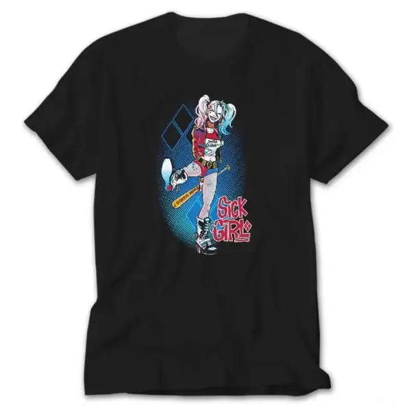 Suicide Squad Harley Quinn Sick Girl, Black T-Shirt
