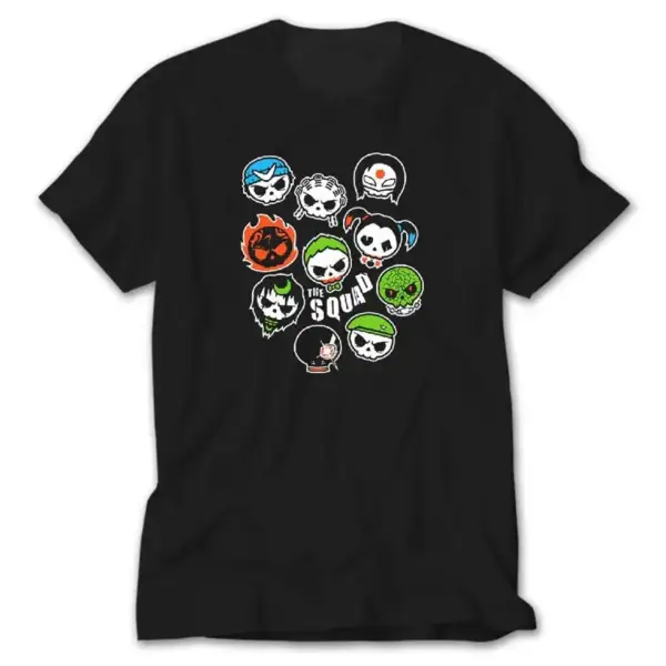 Suicide Squad Skull Faces, Black T-Shirt