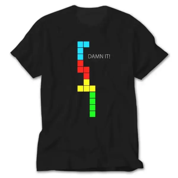 Tetris Damn It, Black T-Shirt