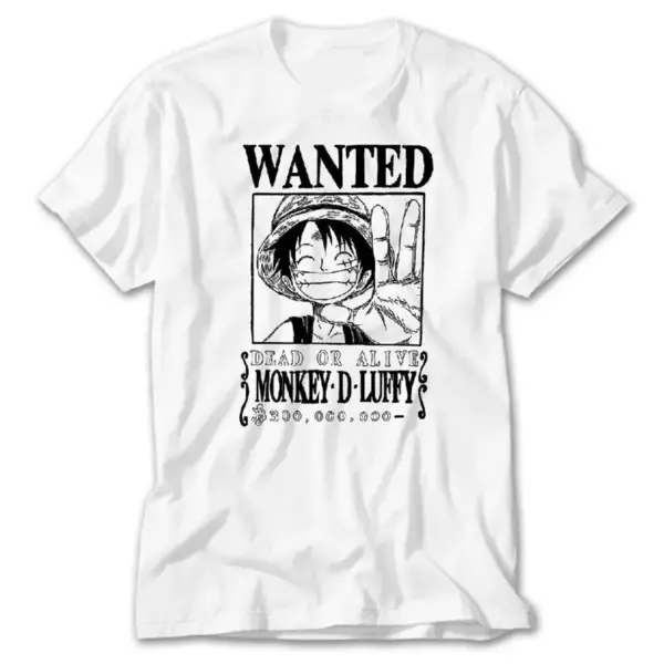 Wanted Luffy, White T-Shirt