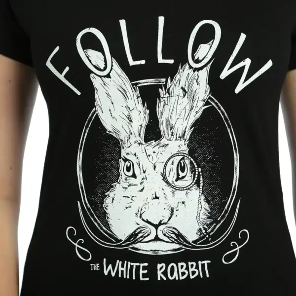White Rabbit Women's Black T-Shirt - Image 2