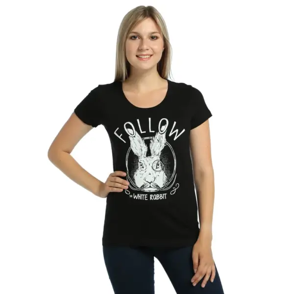 White Rabbit Women's Black T-Shirt