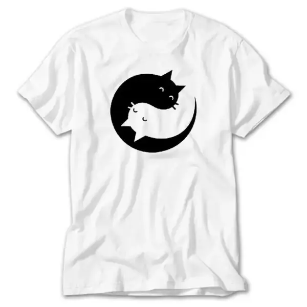 Ying Yang Cat, White T-Shirt